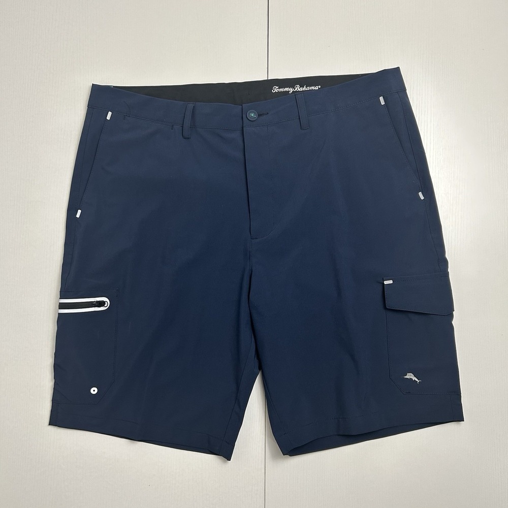 Tommy Bahama Shorts Men 38 Blue Cargo Cayman Isles Island Zone Hybrid 10" Inseam
